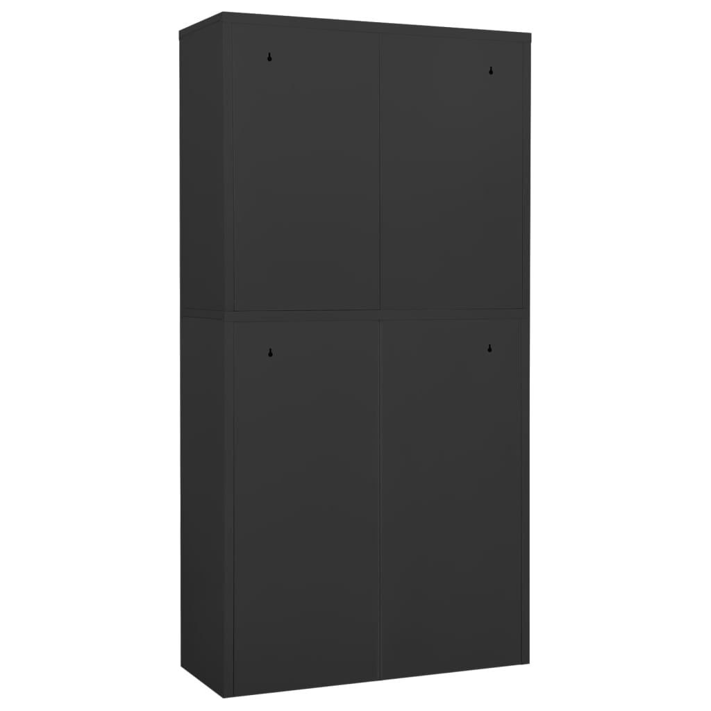 Büroschrank Hellgrau 90x40x180 cm Stahl und Gehärtetes Glas