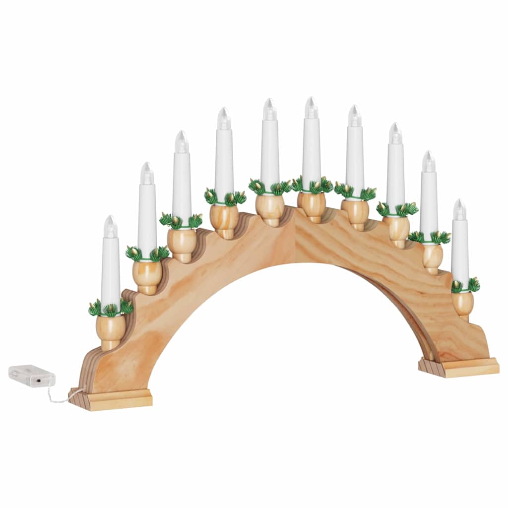 Weihnachtskerzenbogen mit 10 LED Kerzen Braun 47 x 5 x 29 cm