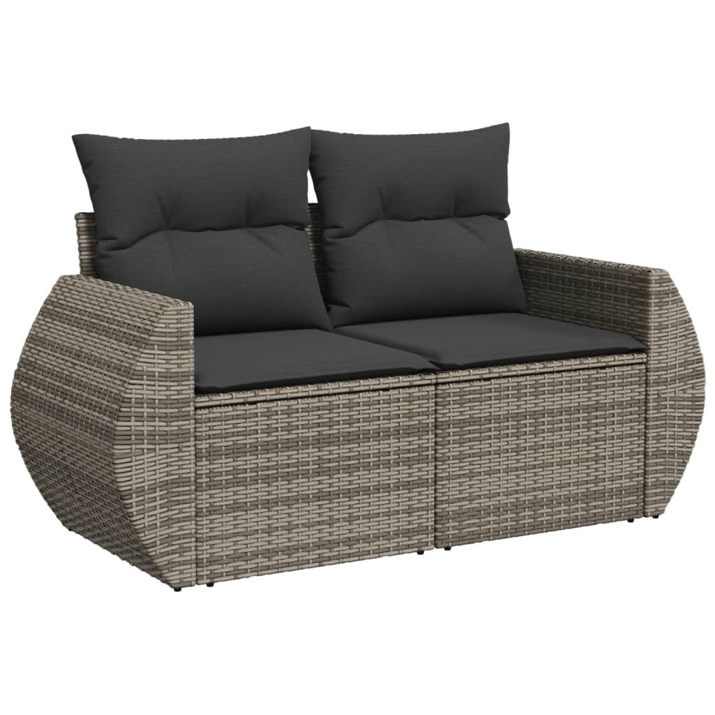 10-tlg. Garten-Sofagarnitur mit Kissen Schwarz Poly Rattan