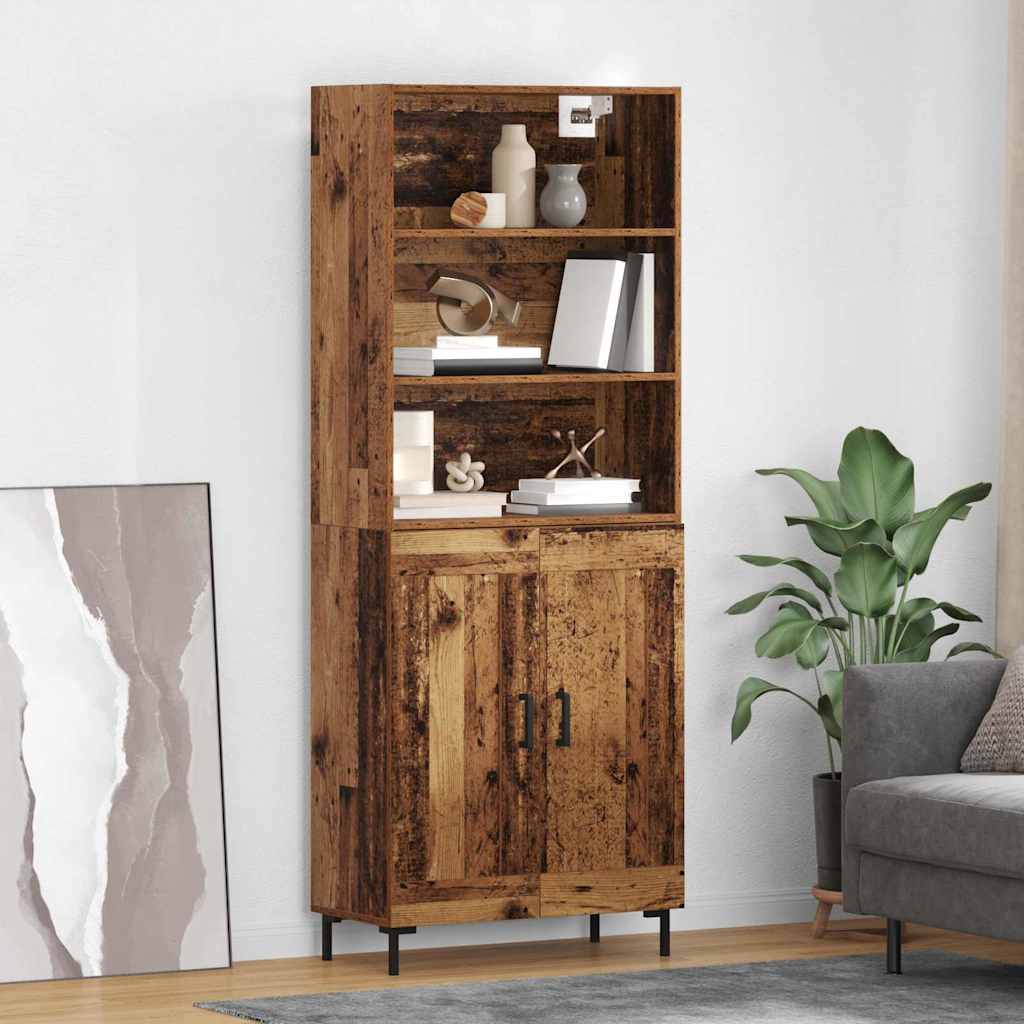 Highboard Hochglanz-Weiß 69,5x34x180 cm Holzwerkstoff
