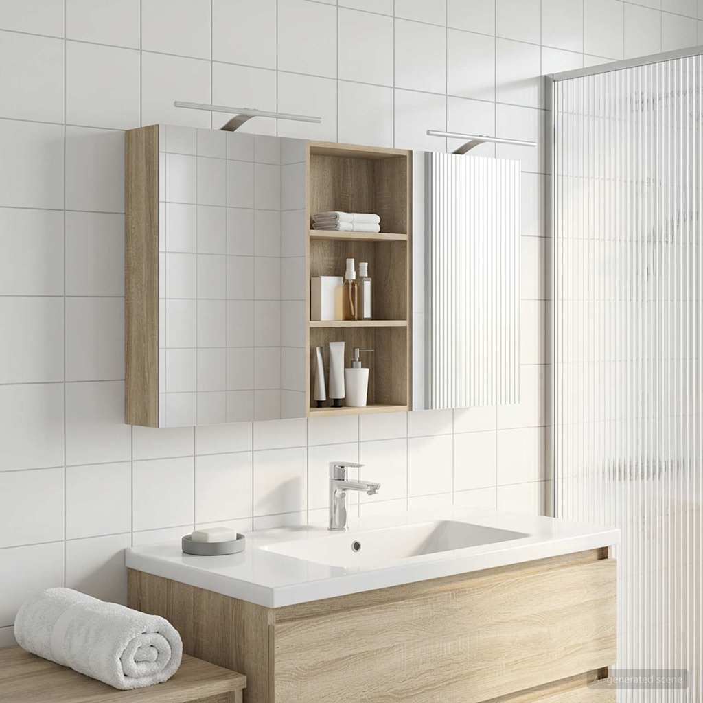 Badezimmerschrank-Set 3 pcs 80 x 10,5 x 50 cm Holzwerkstoff