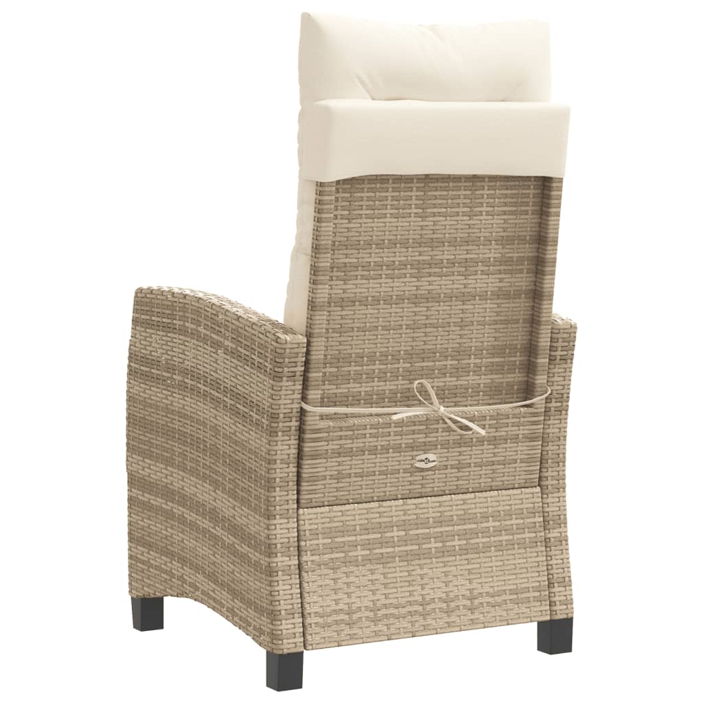 Gartensessel Verstellbar mit Kissen Schwarz Poly Rattan