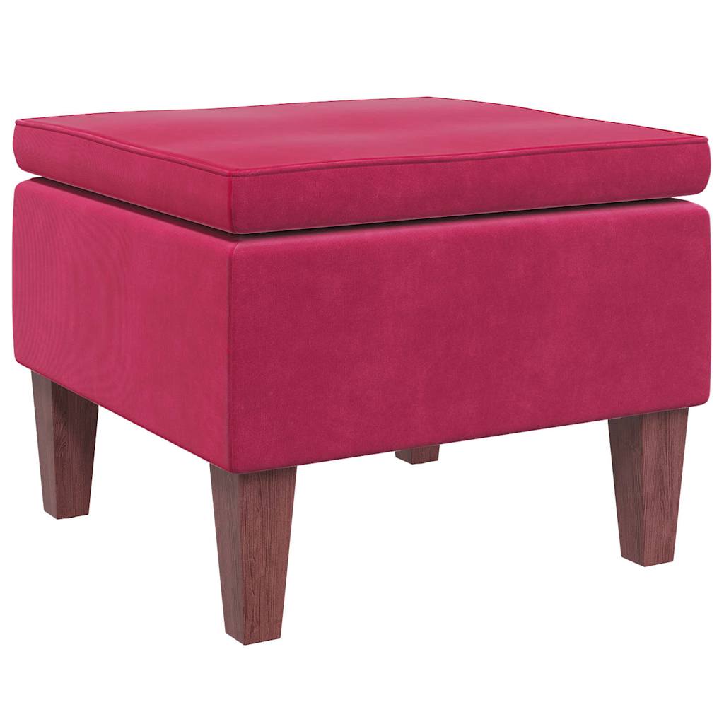 Hocker mit Holzbeinen Dunkelgrau Samt