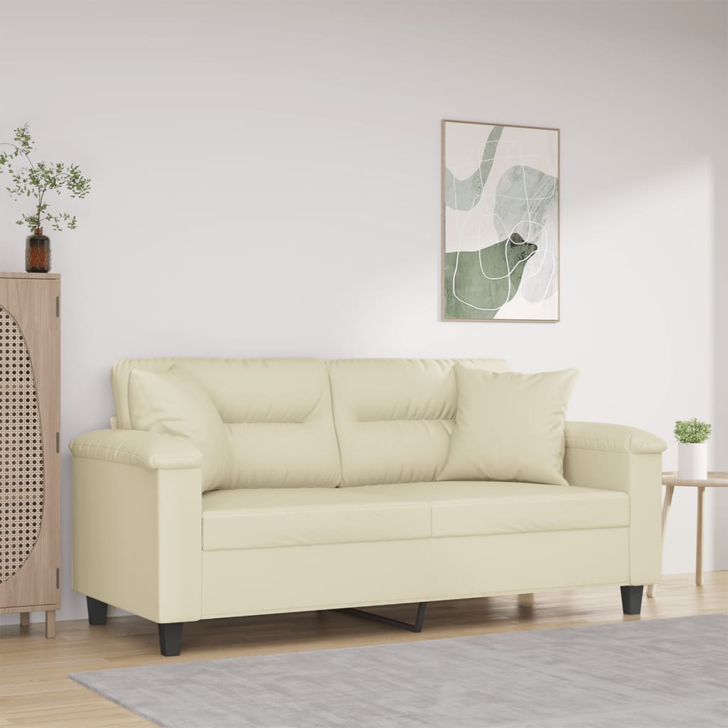 2-Sitzer-Sofa mit Zierkissen Weinrot 120 cm Kunstleder