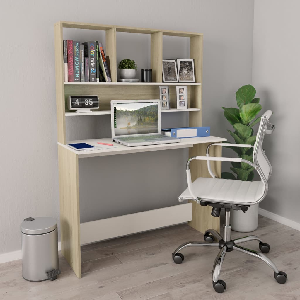 Schreibtisch mit Regalen Weiß 110x45x157 cm Holzwerkstoff
