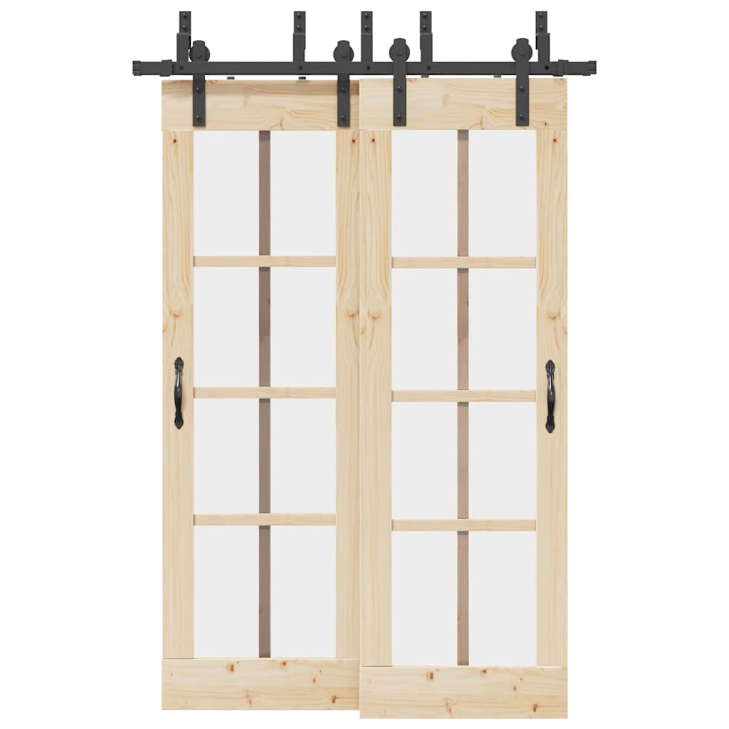 Schiebetürbeschlag-Set 183 cm Stahl Schwarz