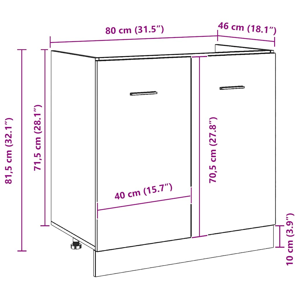 Unterschrank Lyon Weiß 60x46x81,5 cm Holzwerkstoff