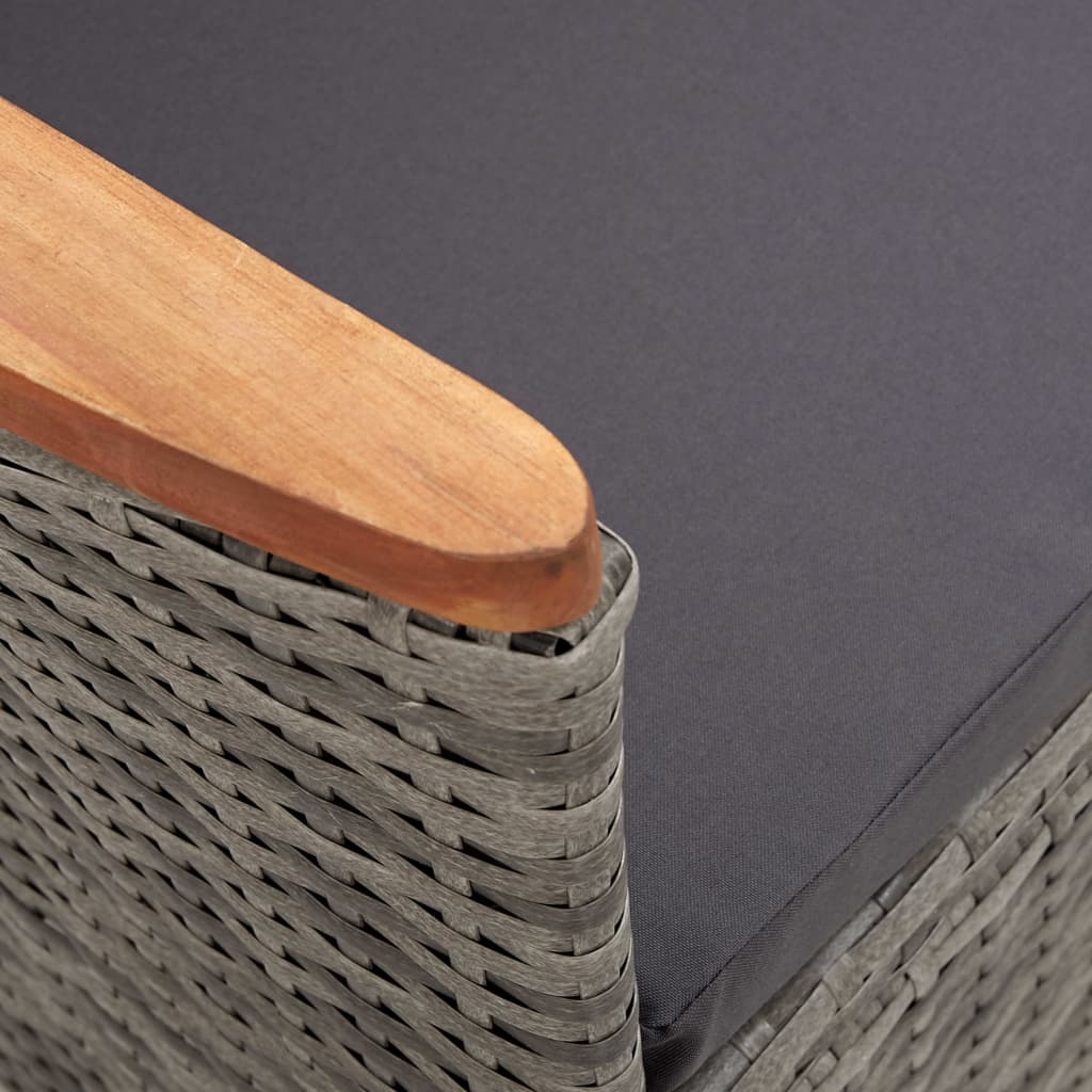 Garten-Liegestühle mit Kissen 2 Stk. Grau Poly Rattan