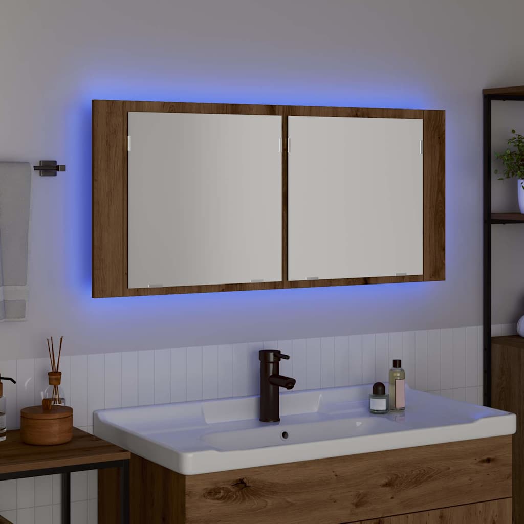 LED-Bad-Spiegelschrank Weiß 100x12x45 cm Acryl
