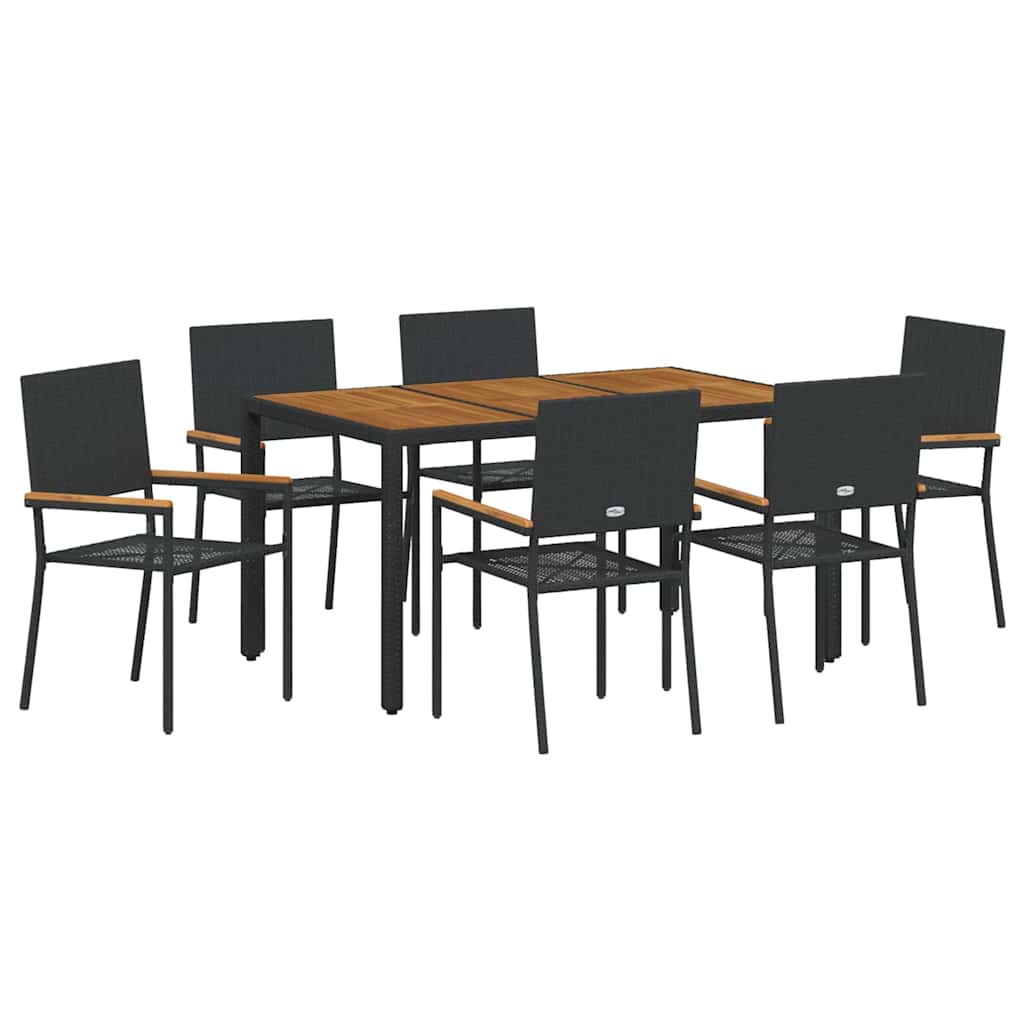 Garten Essgruppe 3 pcs Schwarz Poly-Rattan