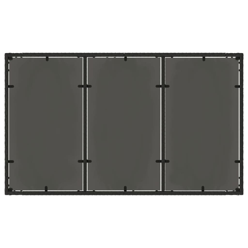 Gartentisch 150x90x75 cm Hartglas und Poly Rattan Schwarz
