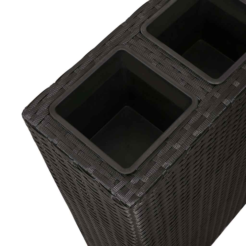 Garten-Hochbeet mit 4 Töpfen 2 Stk. Poly Rattan Grau