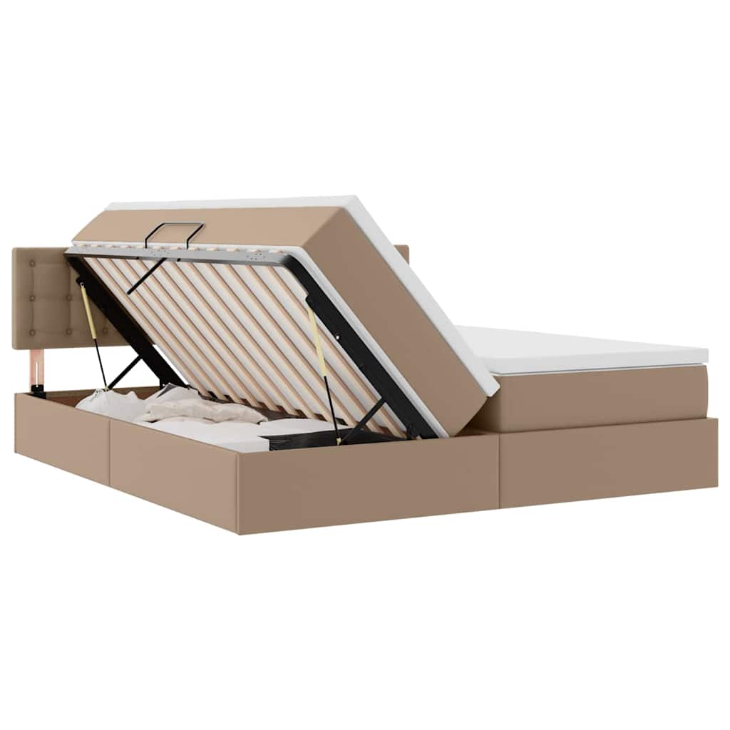Bett mit Stauraum und LED Schwarz 180 x 200 cm Kunstleder