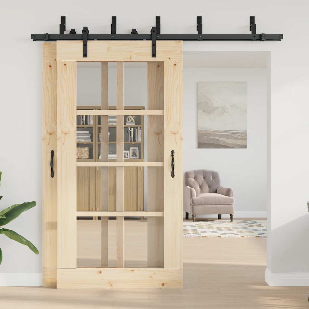 Schiebetürbeschlag-Set 152,5 cm Stahl Schwarz