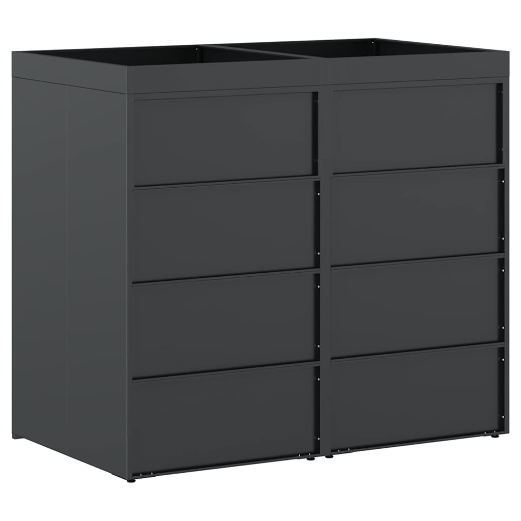 Mülltonnenbox für 2 Tonnen Schwarz 138x79x117 cm Stahl