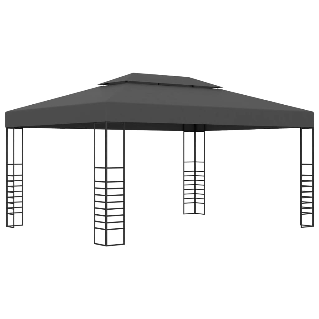 Pavillon mit LED-Lichterkette 4x3x2,7 m Weiß