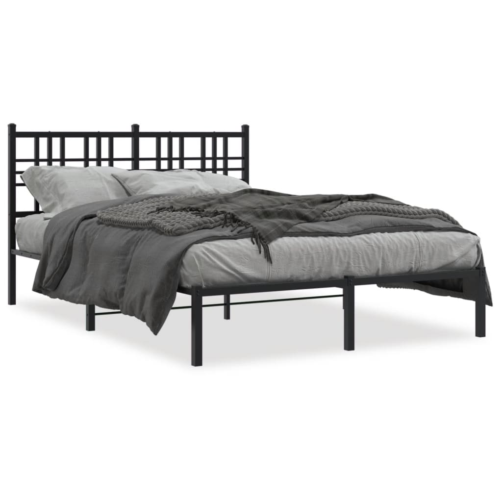Bettgestell mit Kopf- und Fußteil Metall Schwarz 90x200 cm