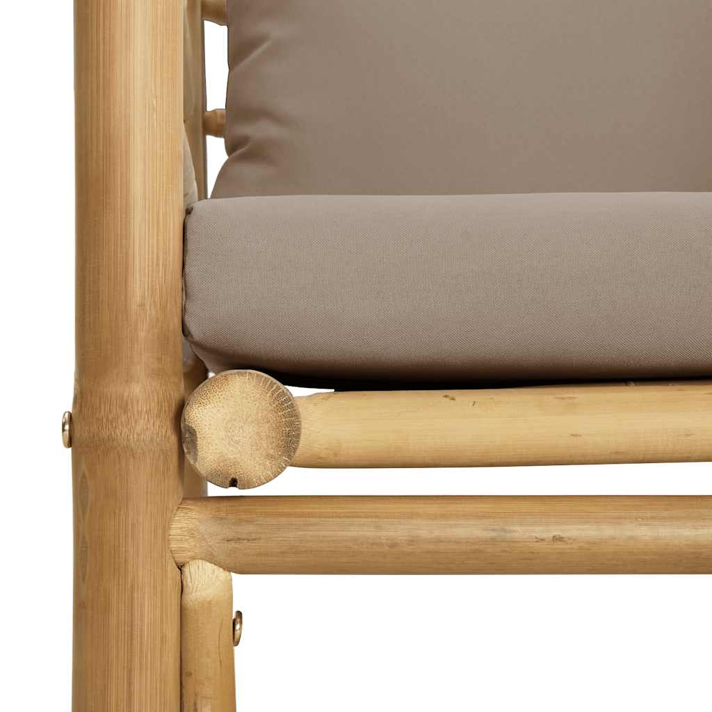 3-tlg. Garten-Lounge-Set mit Hellgrauen Kissen Bambus