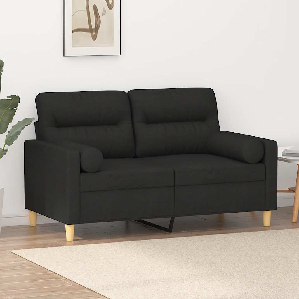 2-Sitzer-Sofa mit Zierkissen Braun 120 cm Stoff