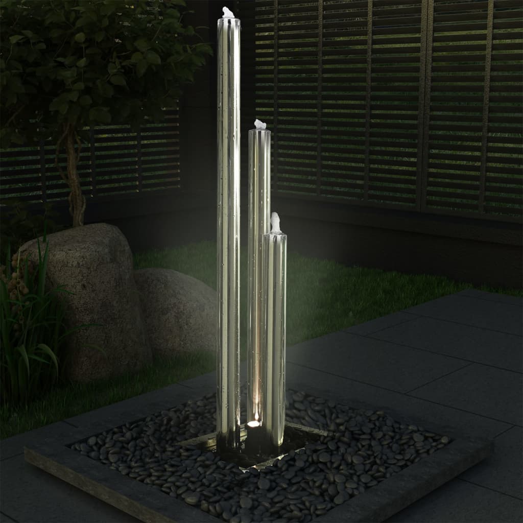 Gartenbrunnen Silbern 48x34x88 cm Edelstahl