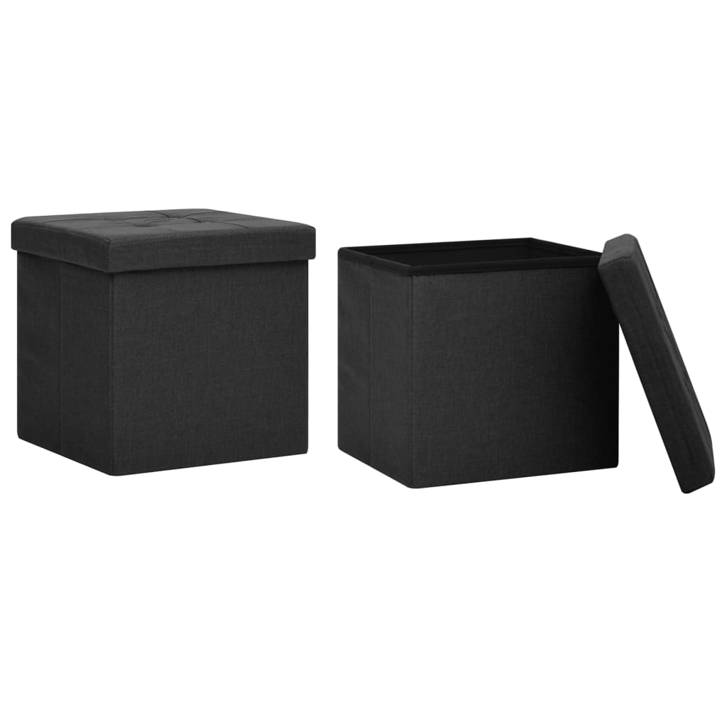 Hocker mit Stauraum Cremeweiß Leinenoptik