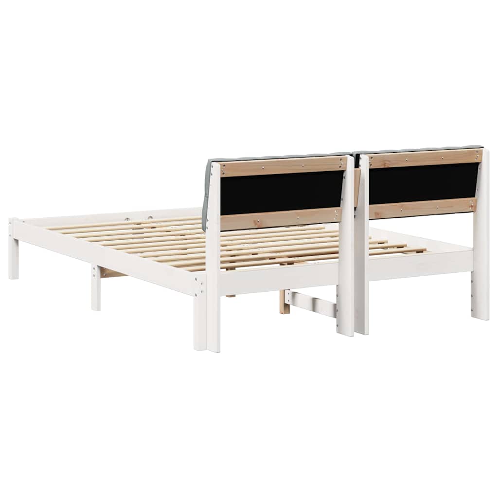 Bettgestell Braun und hellgrau 200 x 200 cm Massivholz Kiefer