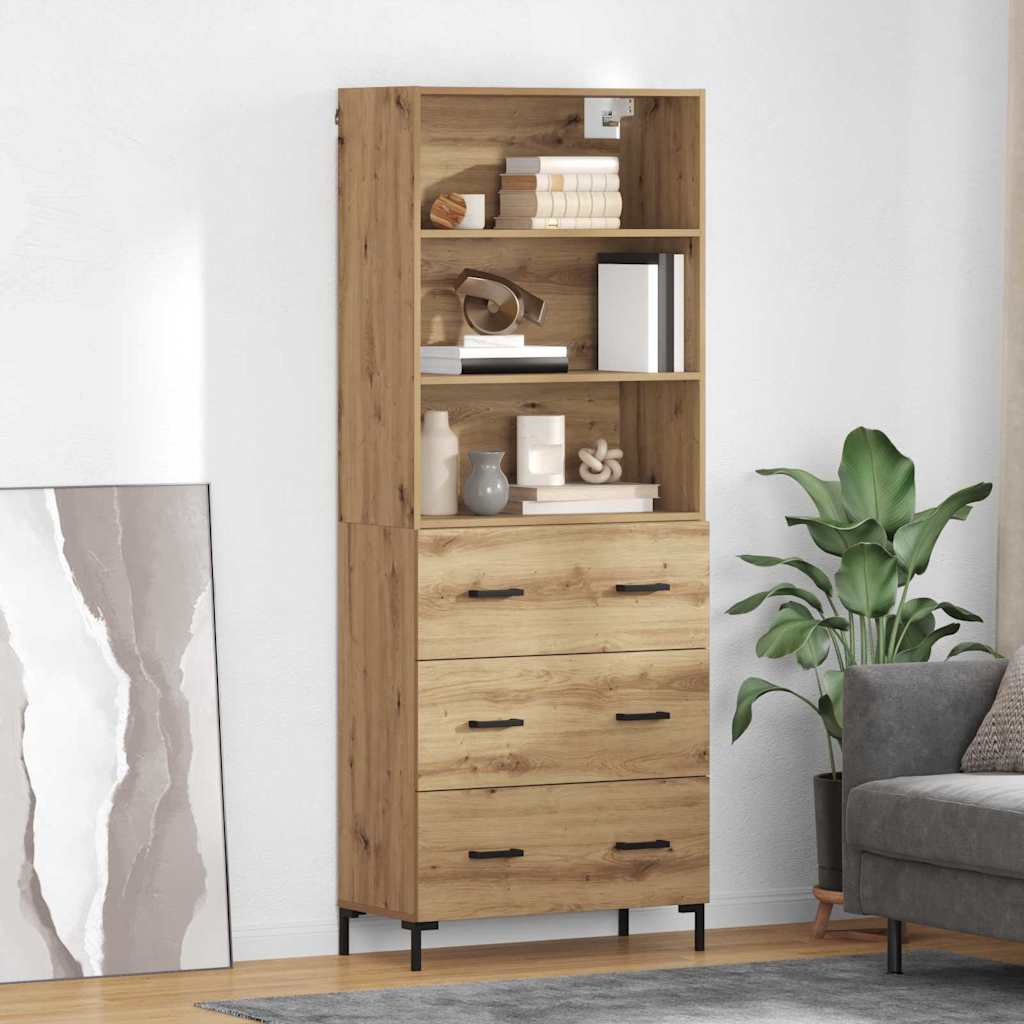 Highboard Hochglanz-Weiß 69,5x34x180 cm Holzwerkstoff