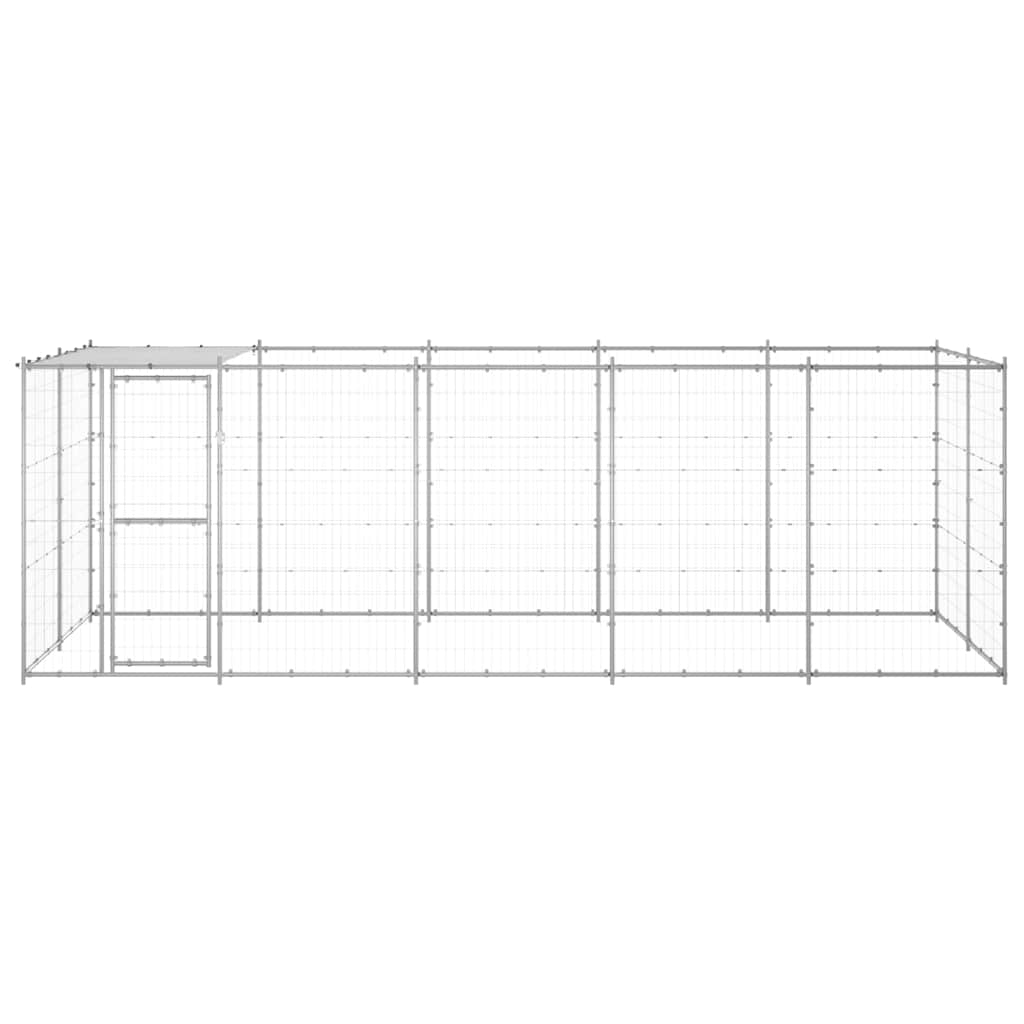 Outdoor-Hundezwinger mit Überdachung Stahl 7,26 m²