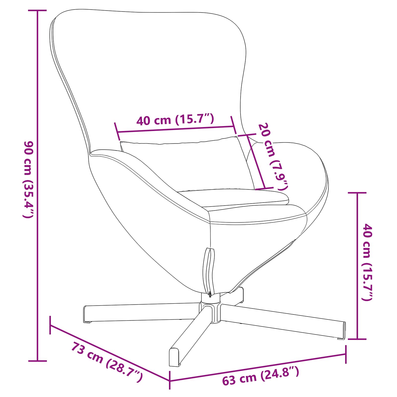 Eiersessel Blau 63 x 73 x 90 cm Samt