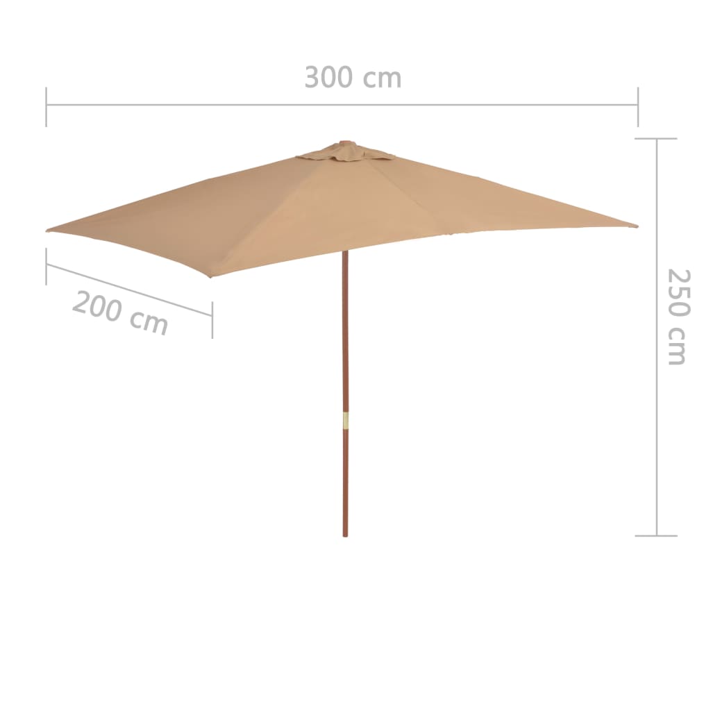 Sonnenschirm mit Holz-Mast 200x300 cm Schwarz