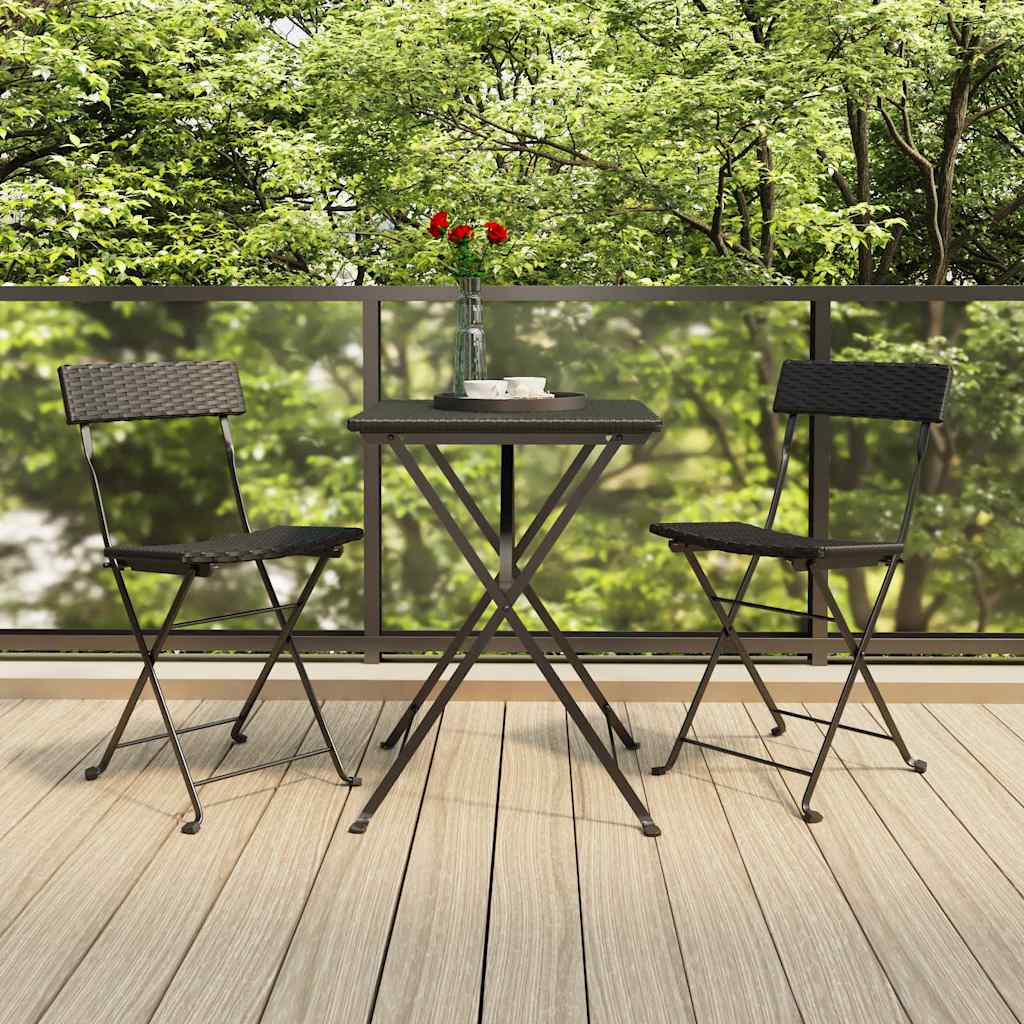 Bistrostühle 4 Stk. Klappbar Schwarz Poly Rattan und Stahl