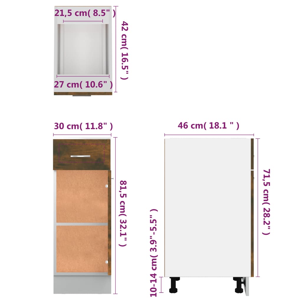 Unterschrank Lyon Weiß 60x46x81,5 cm Holzwerkstoff