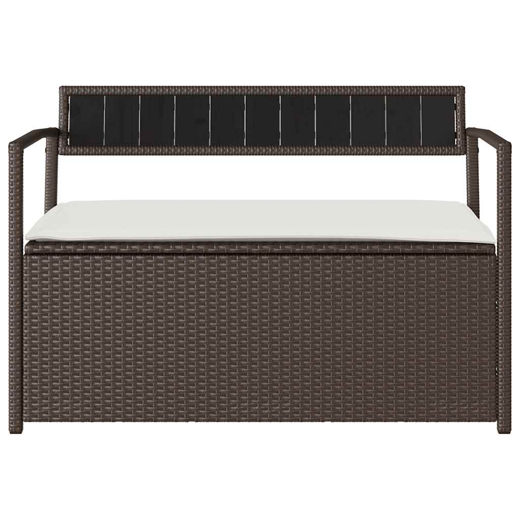 Gartenbank mit Stauraum und Kissen Schwarz Poly Rattan