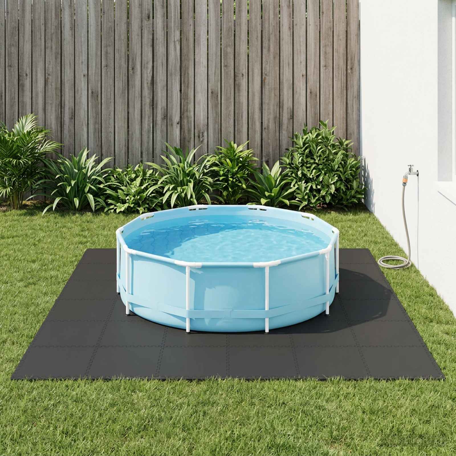 Pool Bodenteppich 6 pcs Schwarz 2,16 ㎡ EVA-Schaum