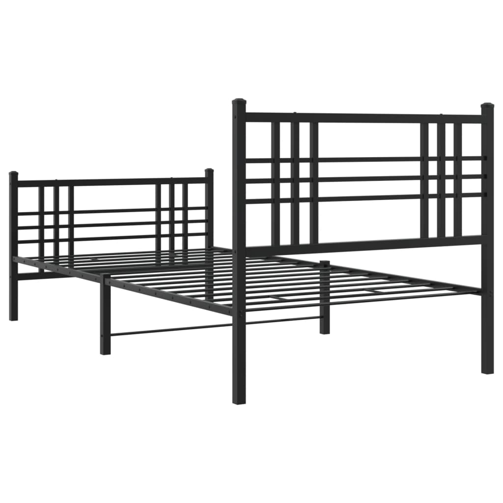 Bettgestell mit Kopf- und Fußteil Metall Schwarz 90x200 cm