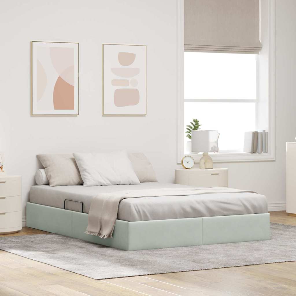 Aufbewahrungsbett mit Matratze Dunkelgrau 100 x 190 cm Samt