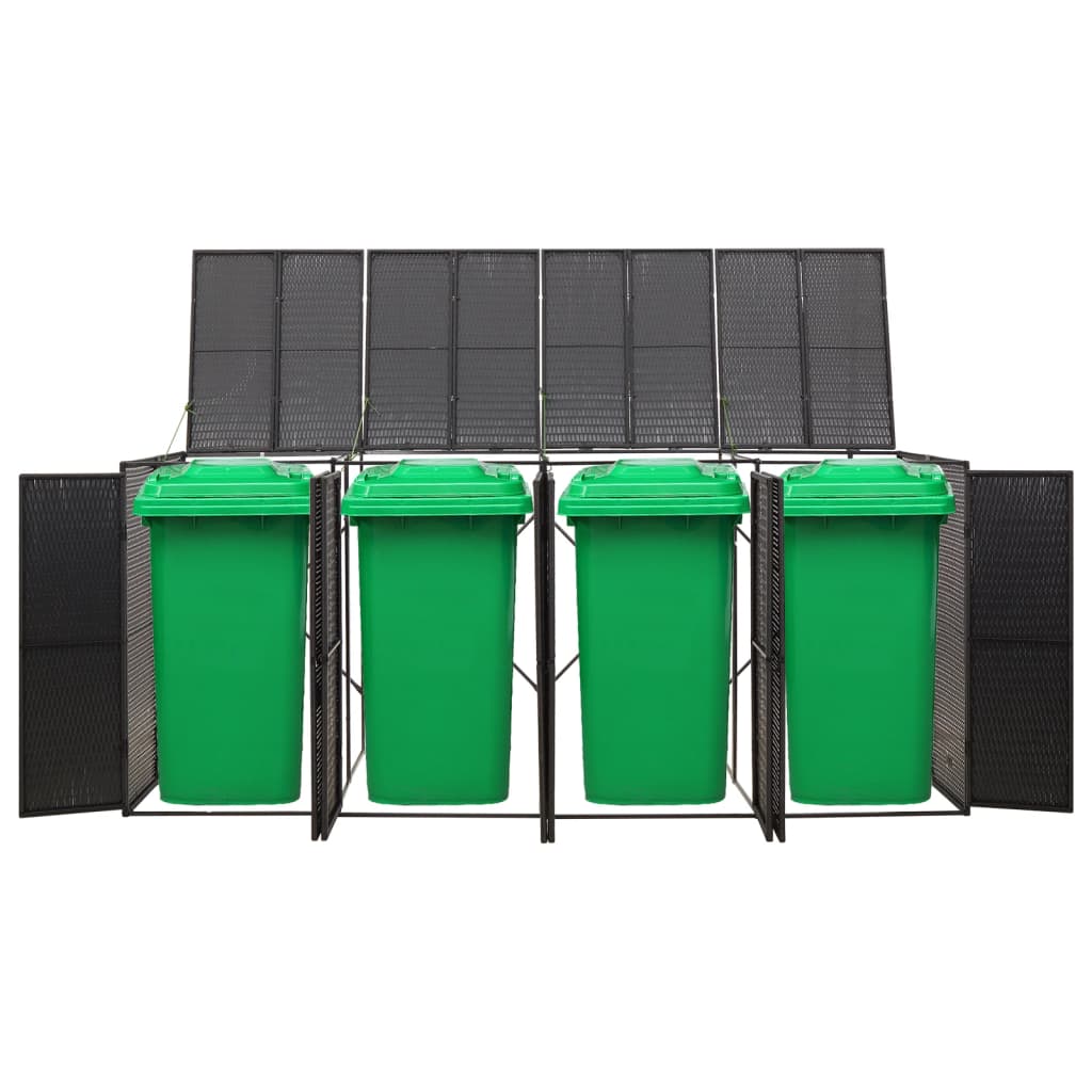 Mülltonnenbox für 1 Tonne Schwarz 70x80x117 cm Poly Rattan
