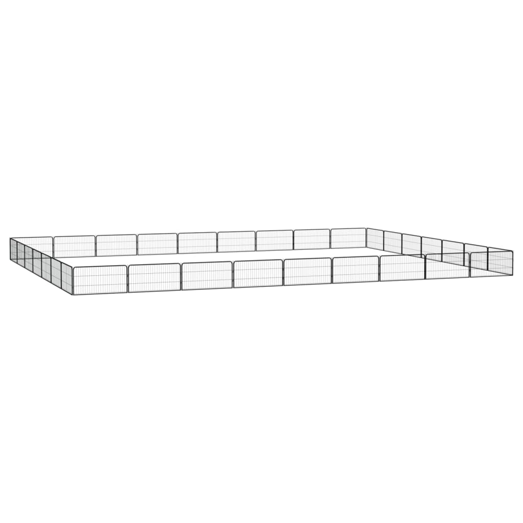 4-tlg. Hundelaufstall Schwarz 100x50cm Stahl Pulverbeschichtung