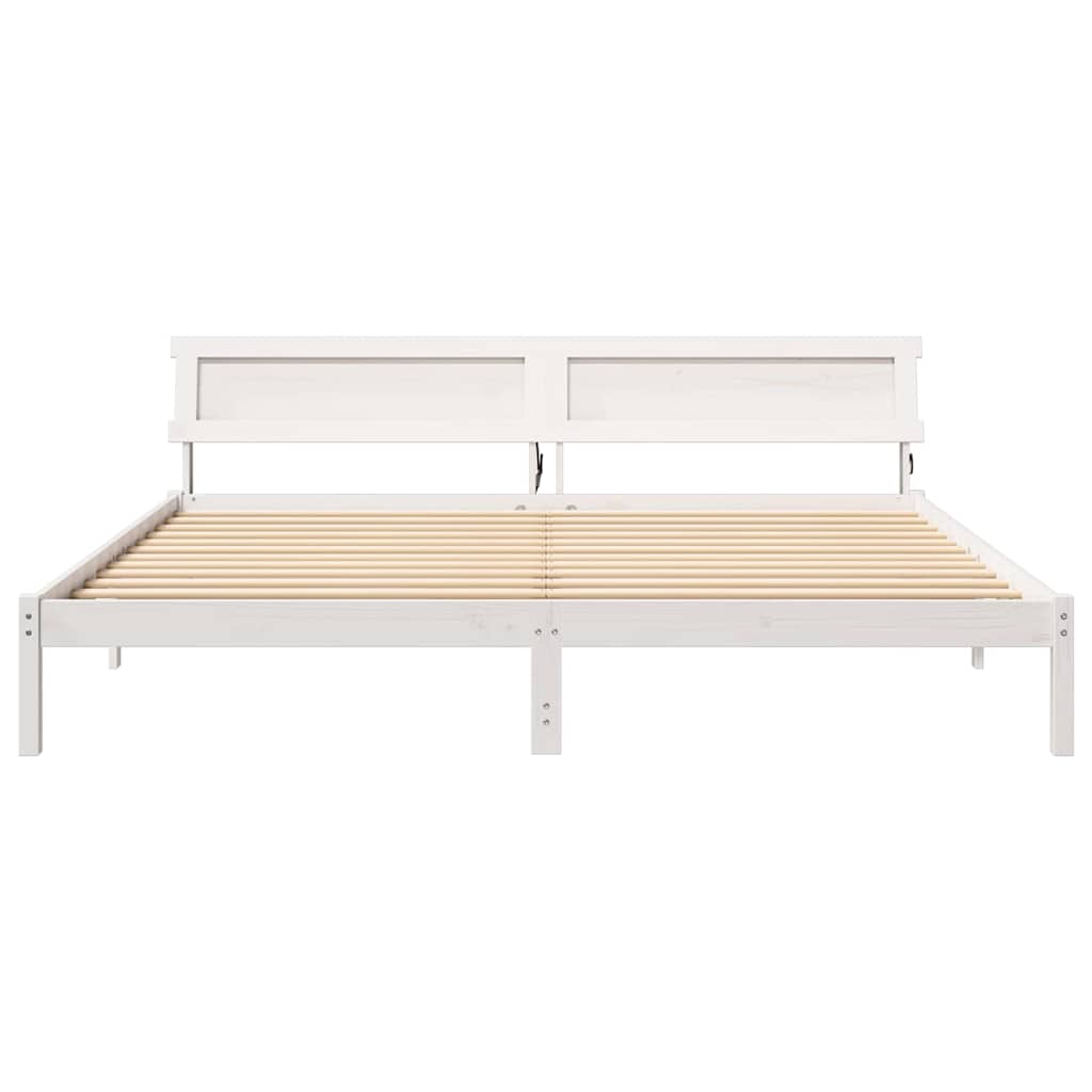 Bettgestell mit Kopfteil Braun 200 x 200 cm Massivholz Kiefer