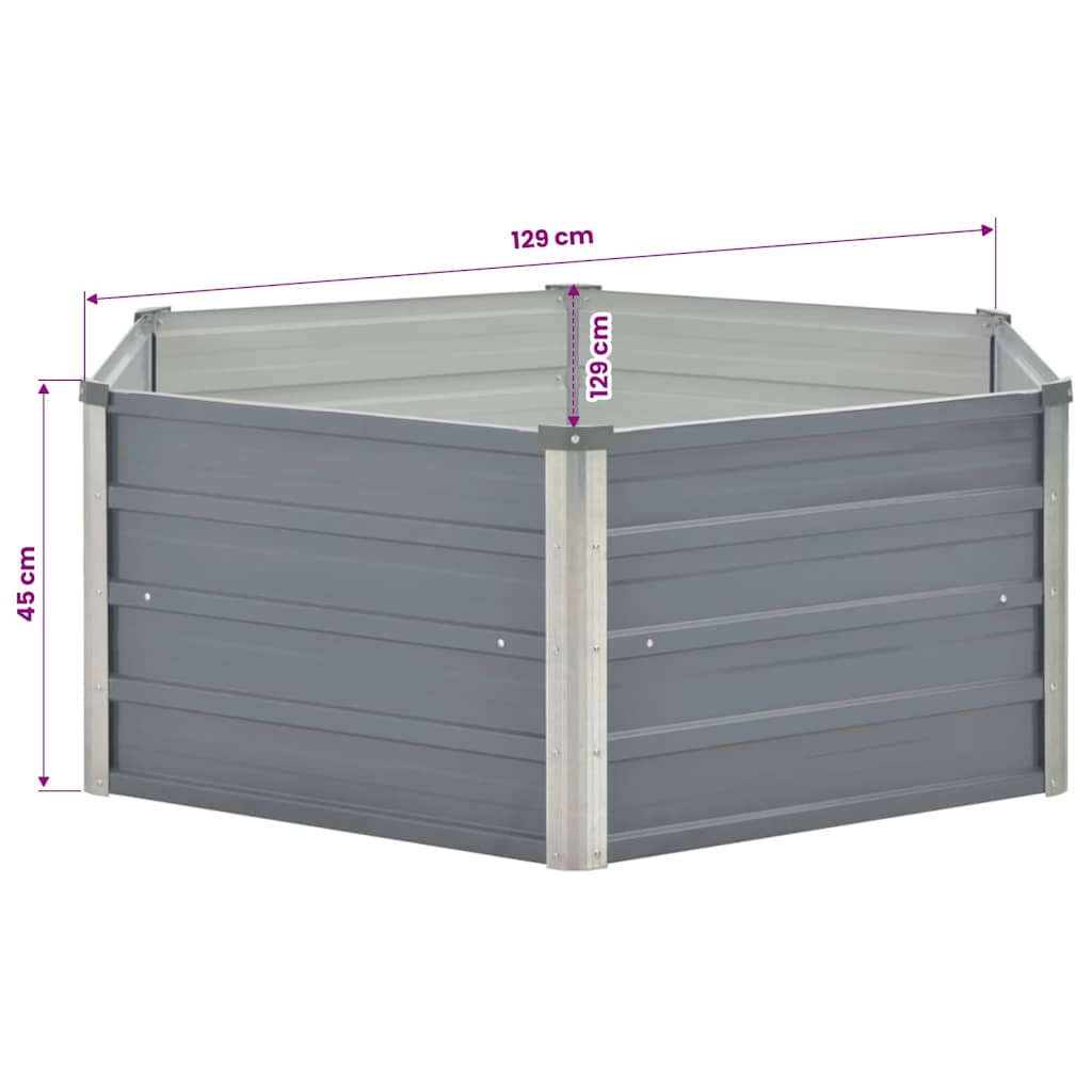 Garten-Hochbeet 129x45 cm Verzinkter Stahl Silber