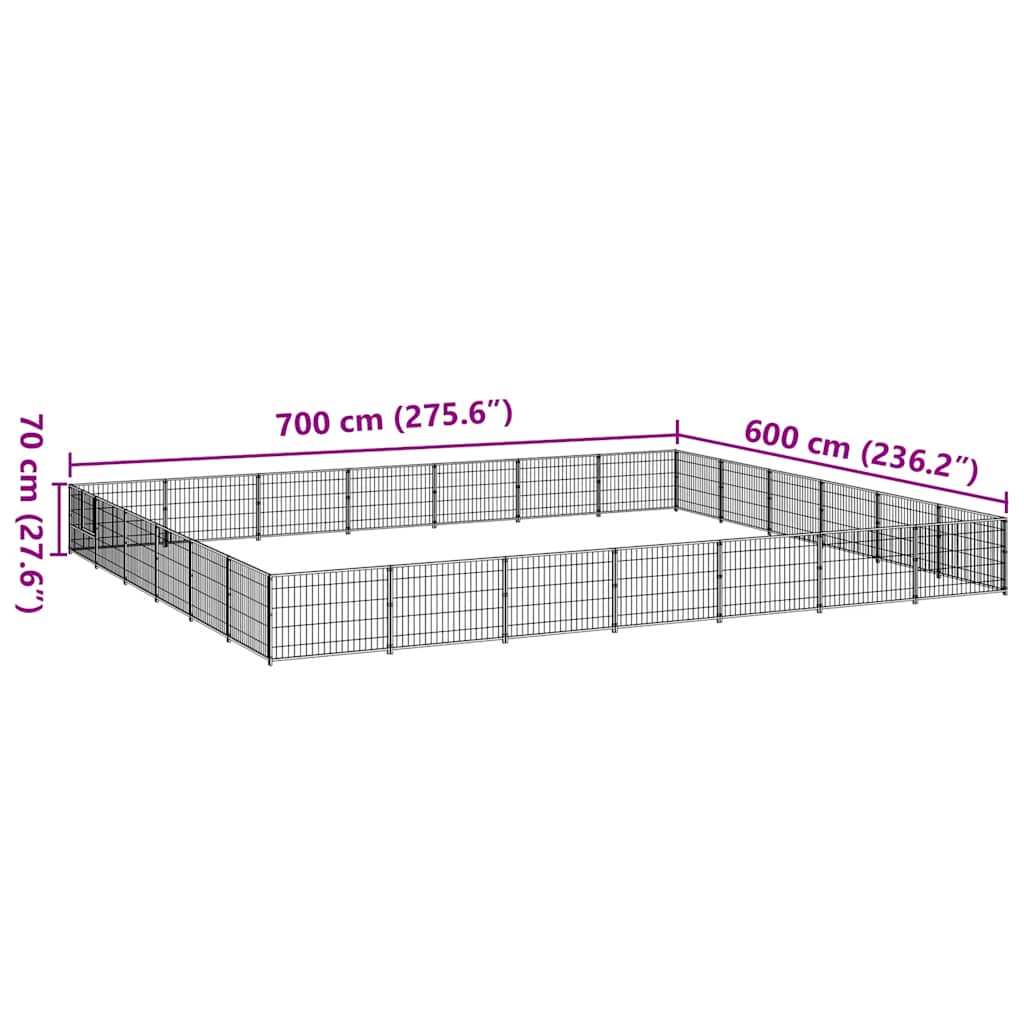 Hundezwinger Schwarz 4 m² Stahl