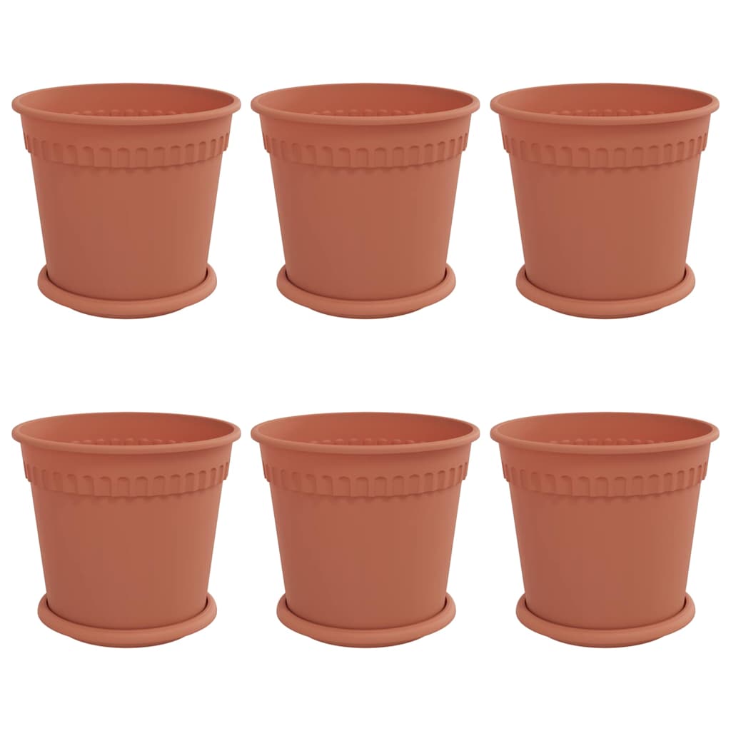 Blumentöpfe 6 pcs Ziegelrot Ø 12,5 x 10 cm Kunststoff