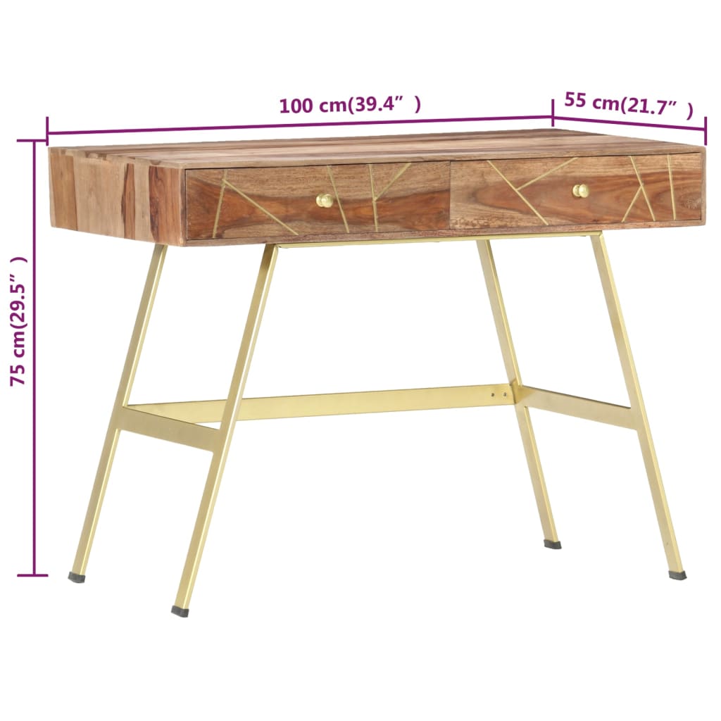 Schreibtisch mit Schubladen 100x55x75 cm Massivholz Mango