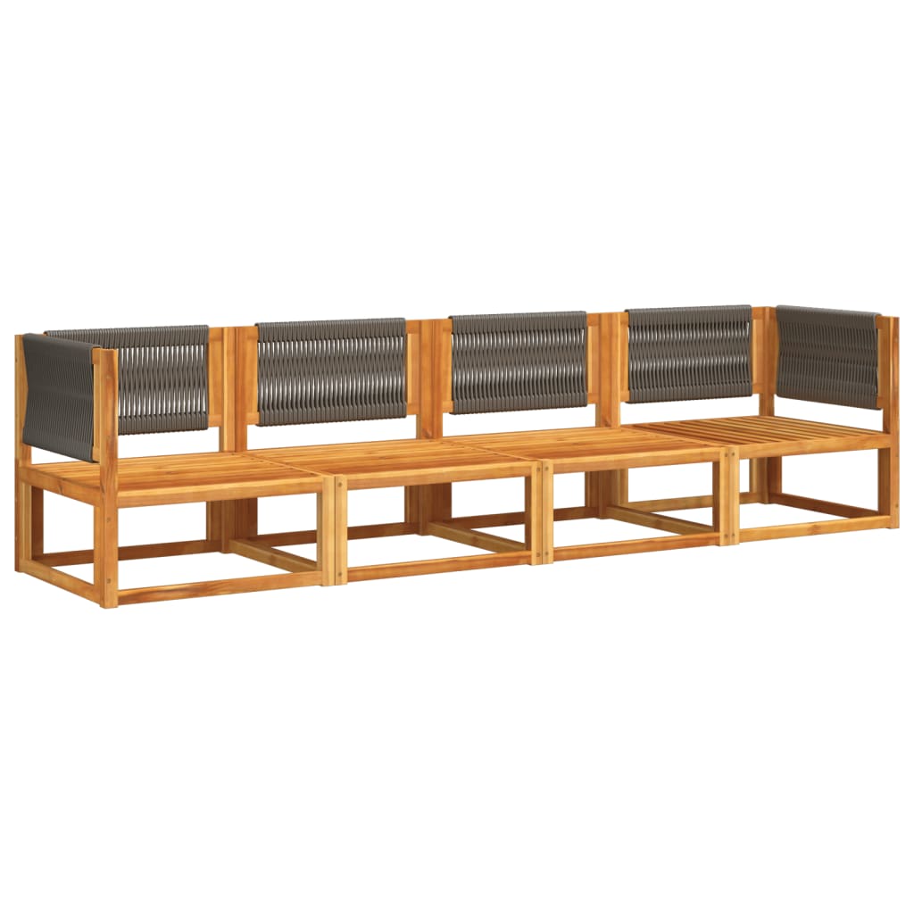 6-tlg. Gartensofa-Set mit Kissen Holz Akazie & Seil