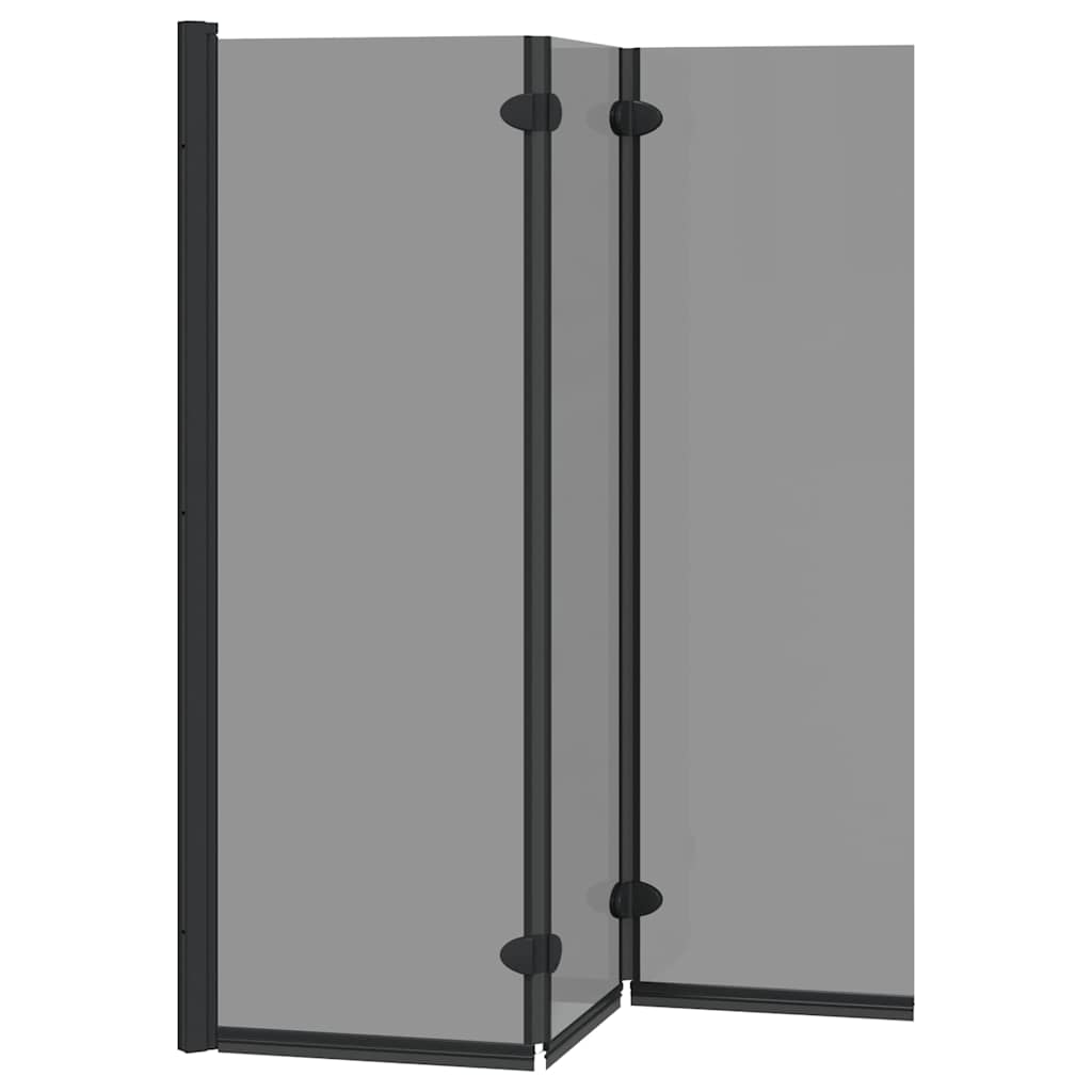Bad-Duschschirm Schwarz 130 x 138 cm Gehärtetes Glas