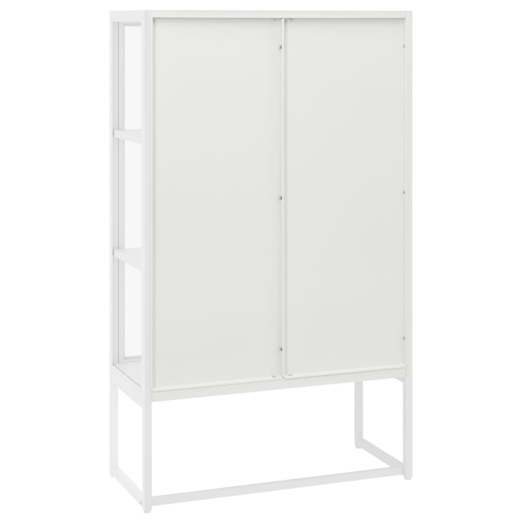 Highboard Schwarz 80x35x135 cm Stahl und Gehärtetes Glas