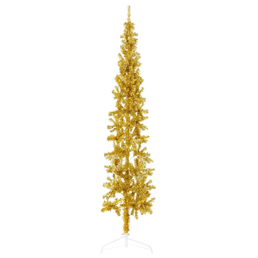Künstlicher Halb-Weihnachtsbaum mit Ständer Schlank Weiß 180 cm