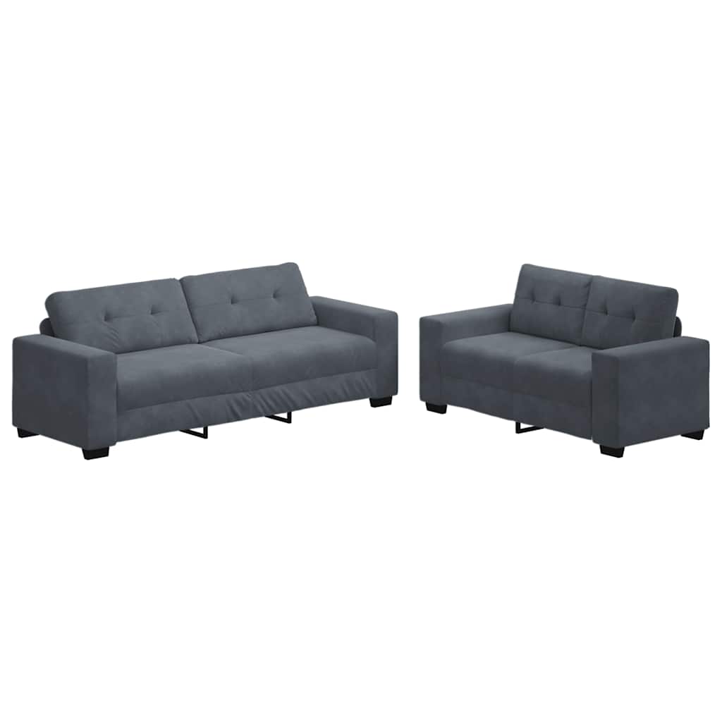 2-teiliges Sofa-Set mit Kissen, hellgrauer Samt