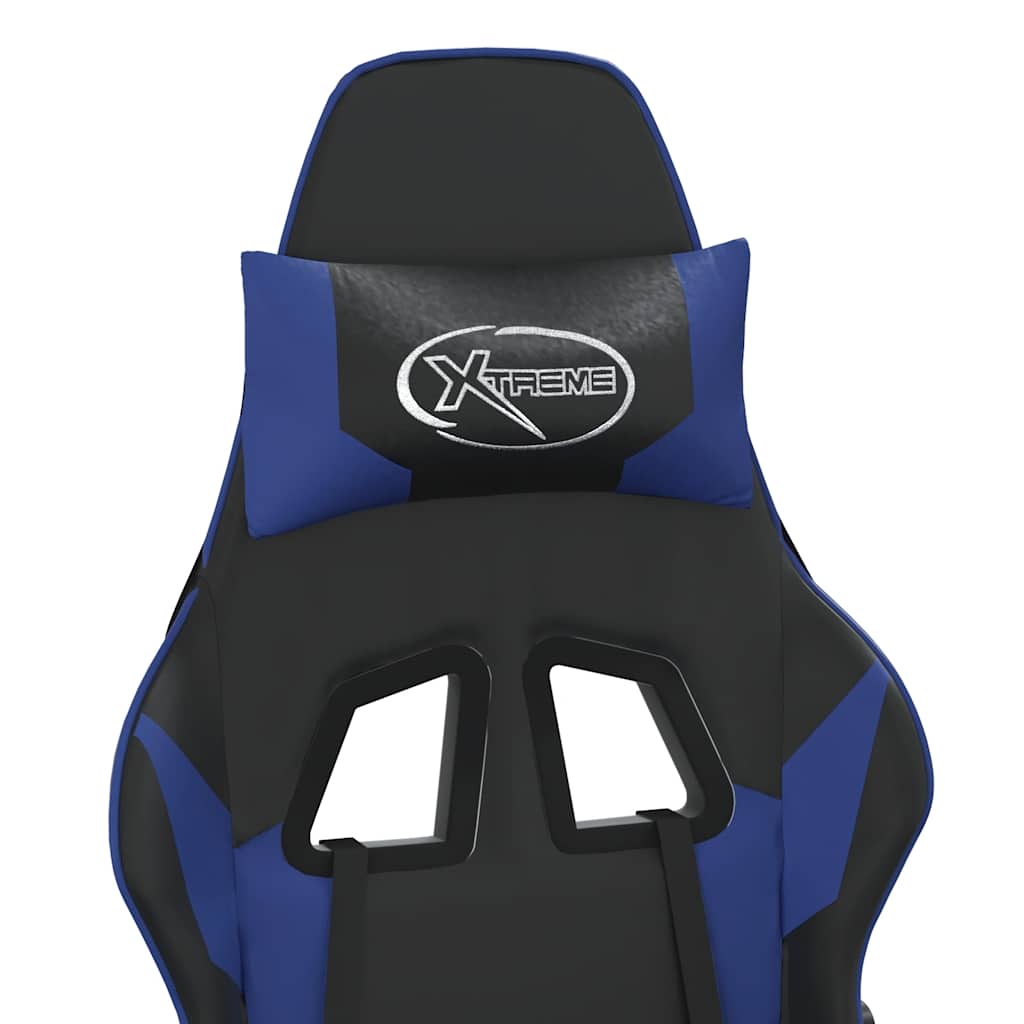 Gaming-Stuhl mit Massagefunktion Schwarz und Blau Kunstleder