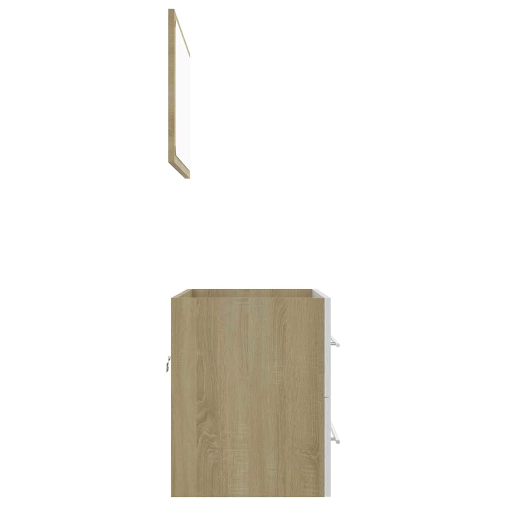 2-tlg. Badmöbel-Set Weiß Holzwerkstoff